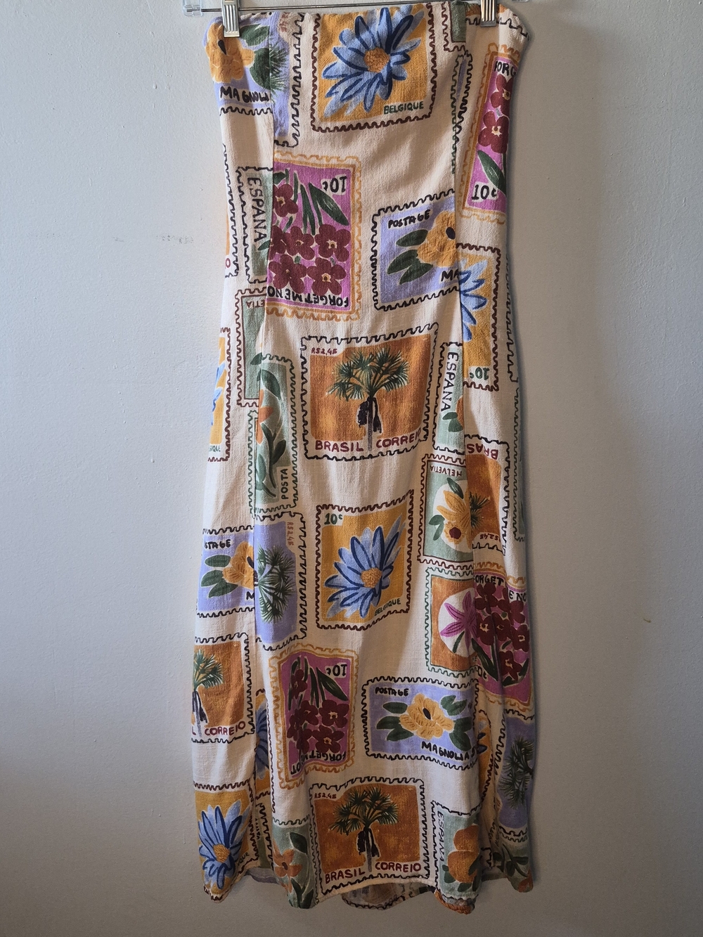 Paper Heart By Anthropologie Postage Stamp Tie Back Linen Dress